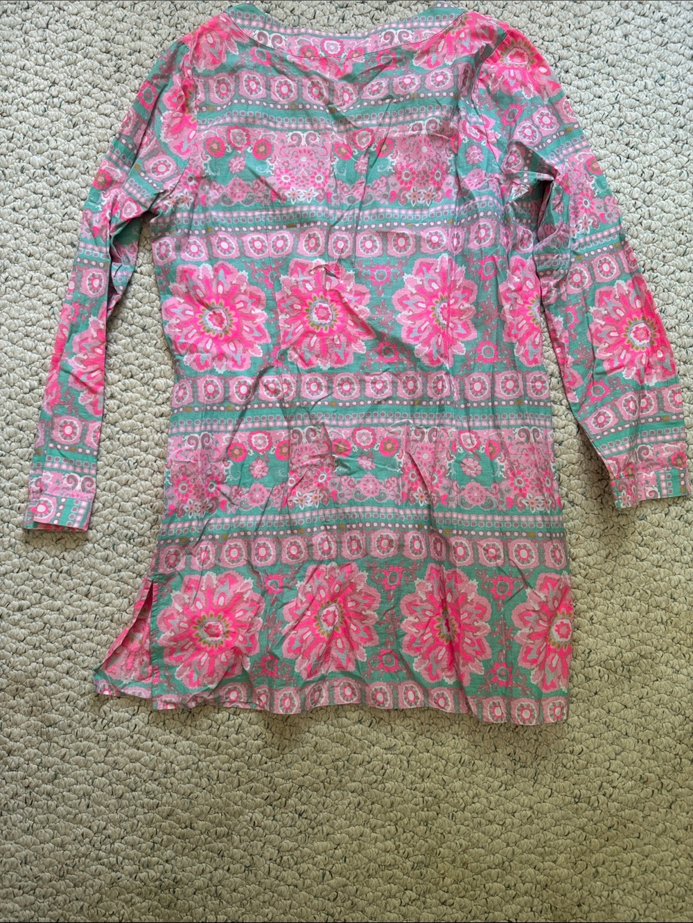 Vineyard Vines Pink and Aqua Floral Cotton Top - Picture 3 of 4